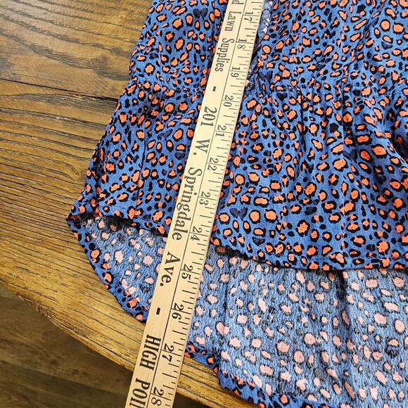 Emmer and Oat Top Womens L Wild Thing Leopard Print Ruffle Blouse Shirt EUC - Picture 6 of 9